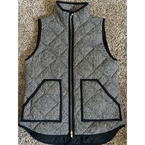 J Crew Womens Vest XS Black Quilted Full Zip Sleeveless Puffer Equestrian
